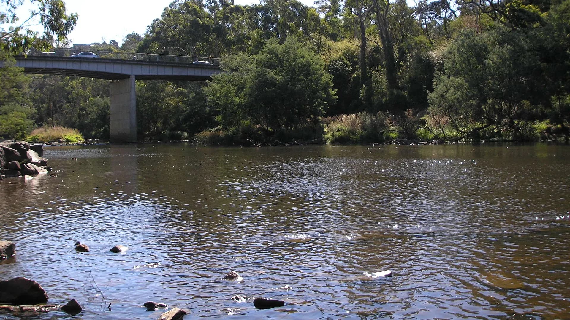 Warrandyte Bridge and township approach, a backdrop for community life
